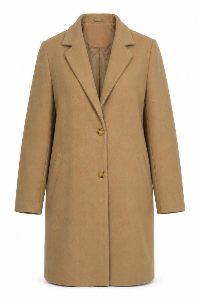 New Look Women's Beige Wool Overcoat Size 14