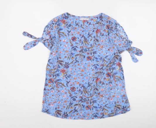 Marks and Spencer Women's Blue Floral Blouse, Size 12