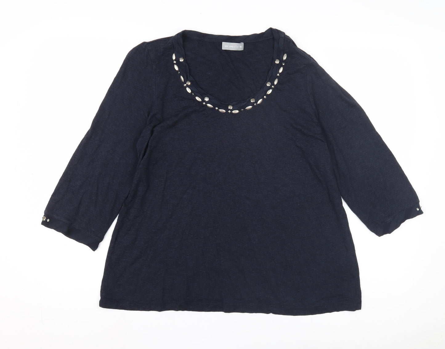 Marks and Spencer Women's Blue Beaded Blouse Size 18
