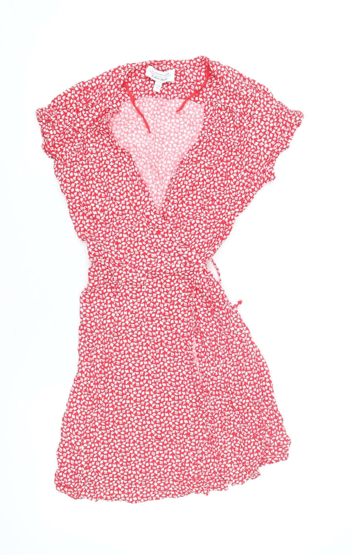 & Other Stories Women's Red Wrap Dress, Size 10, Floral, Short