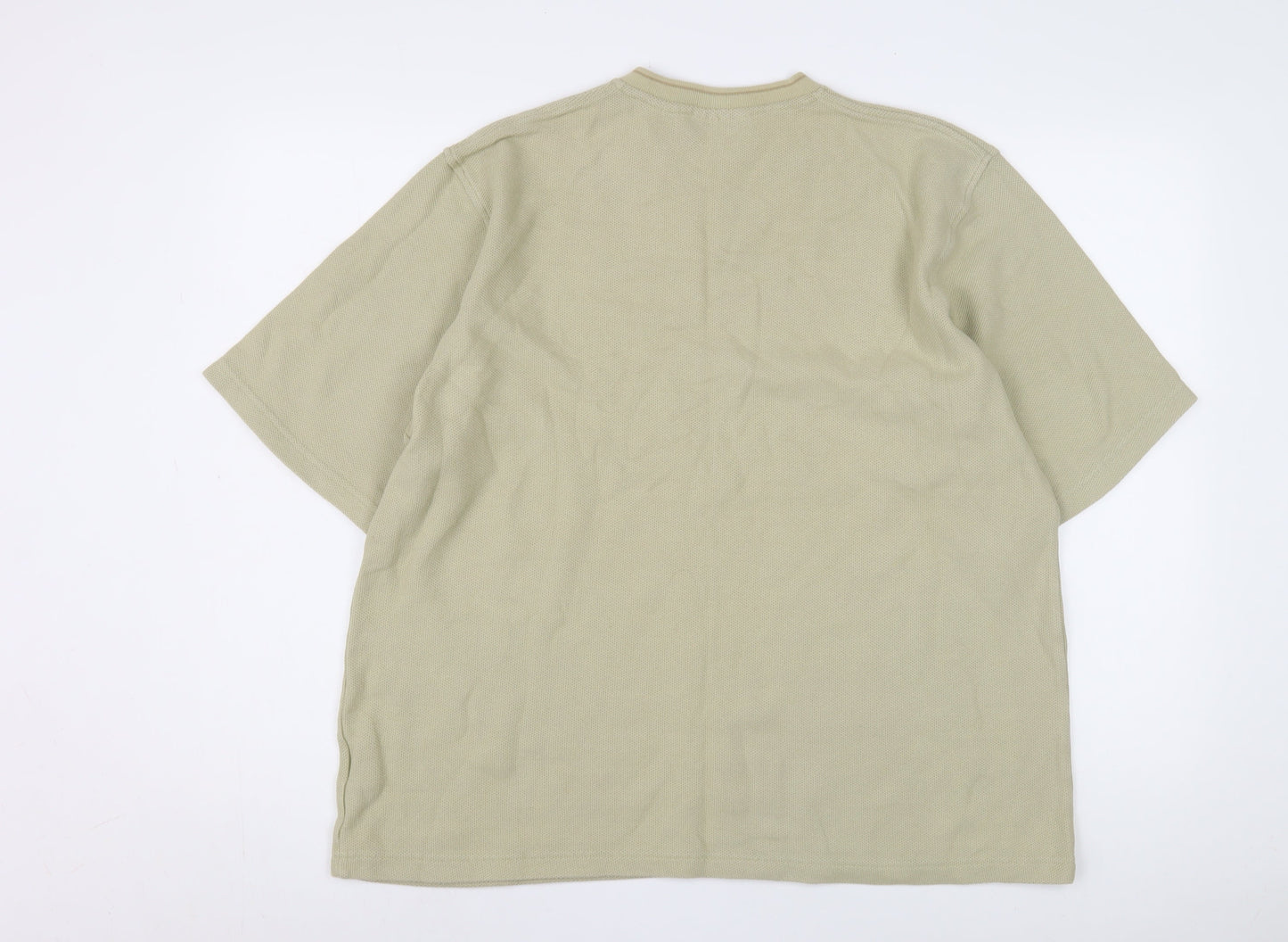 Timberland Men's Beige V-Neck T-Shirt, Large, Cotton, Logo
