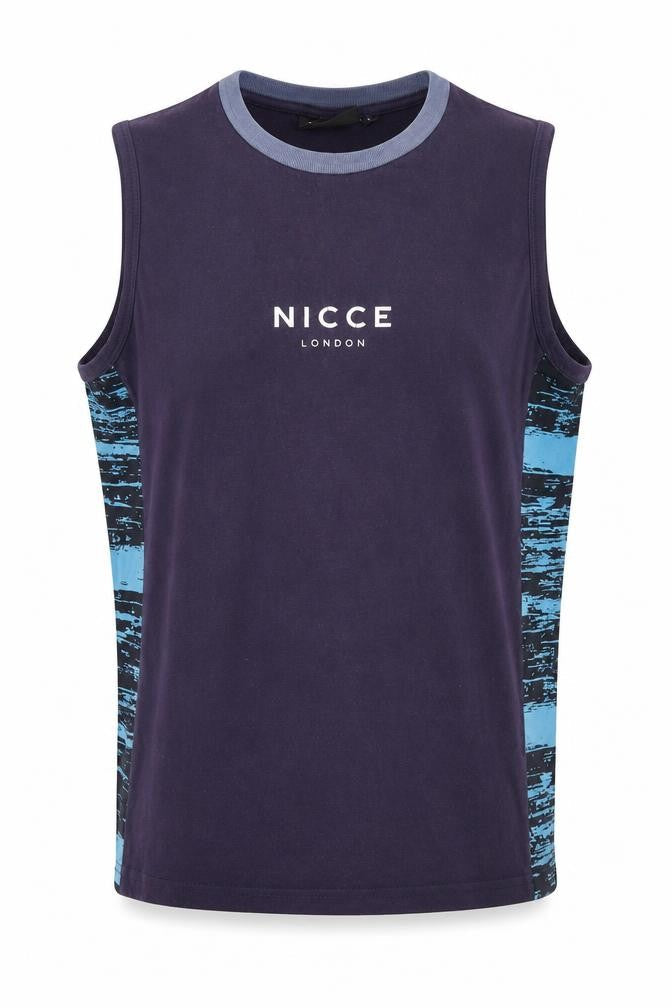 NICCE Men's Blue Sleeveless T-Shirt - Small, Logo Accent