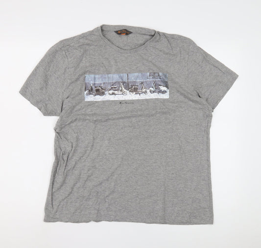 Ben Sherman Men's Grey Cotton T-Shirt Size Large