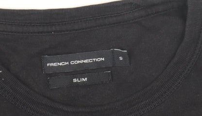 Close-up detail of French Connection Men's Black Slim Fit T-Shirt S