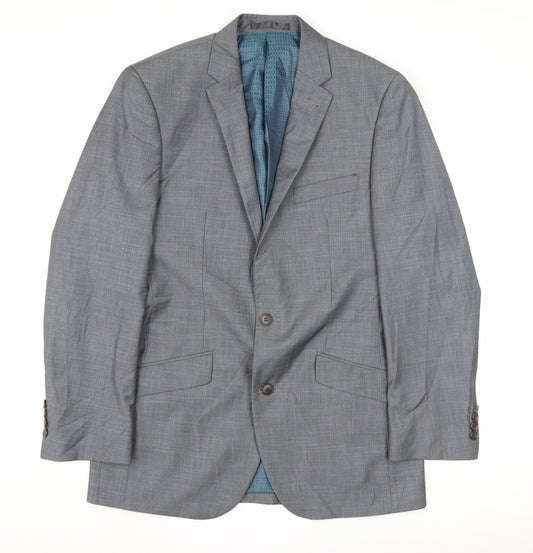 Greenwoods Men's Grey Single-Breasted Blazer, Size 38