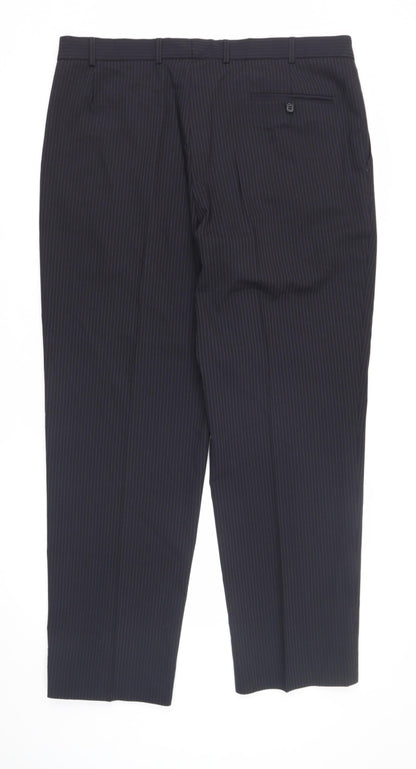 Marks & Spencer Men's Blue Striped Dress Pants