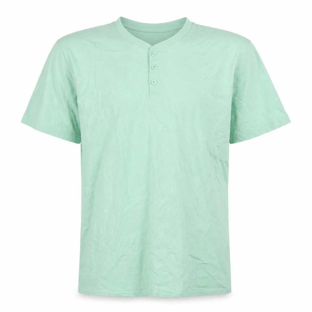 Cotton Traders Men's Green Henley T-Shirt Large