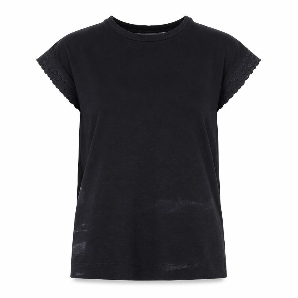 Mint Velvet Women's Black XS Crochet Accent T-Shirt