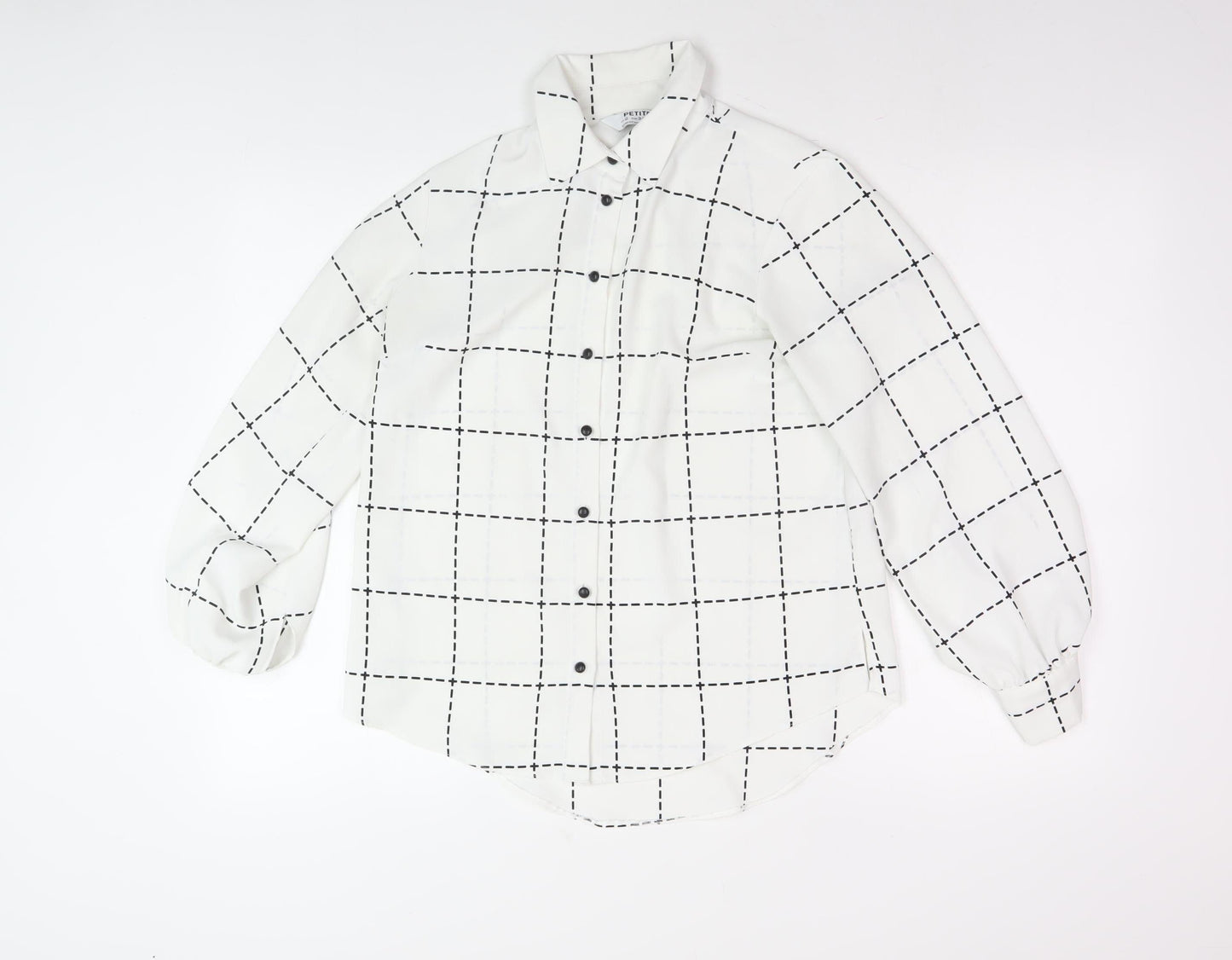 Dorothy Perkins Women's White Check Button-Up Shirt Petite