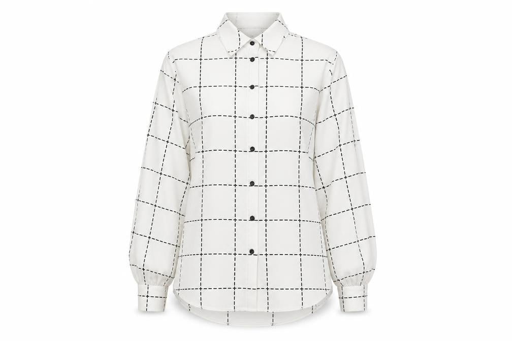 Dorothy Perkins Women's White Check Button-Up Shirt Petite