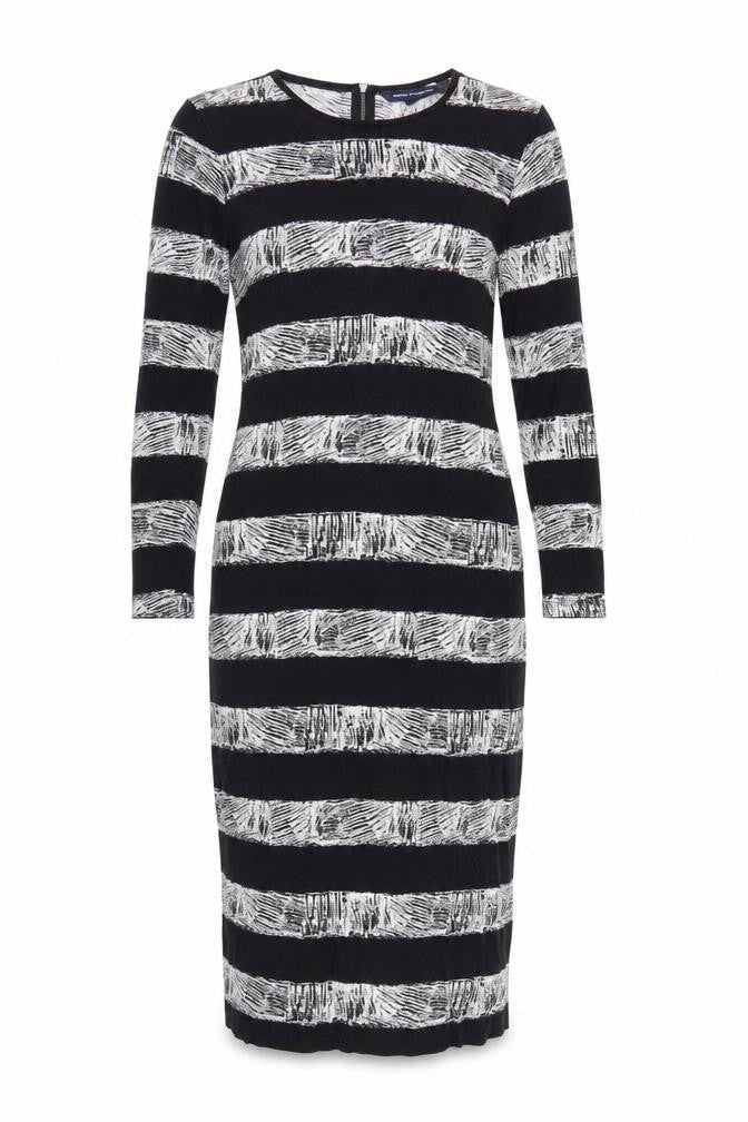 French Connection Black Striped Knit Dress UK 14