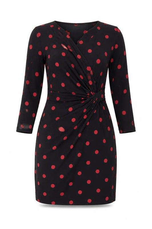 Catherine Malandrino Women's Black Wrap Dress, Size L, Retro Vibe