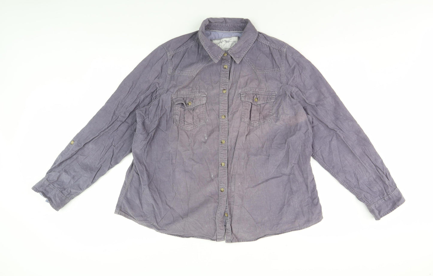 Marks and Spencer Women's Purple Button-Up Shirt Size 18
