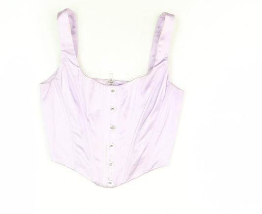 Oh Polly Women's Purple Cropped Corset Style Camisole Top UK 6 Party