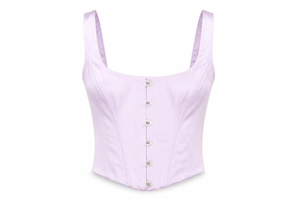 Oh Polly Women's Purple Cropped Corset Style Camisole Top UK 6 Party