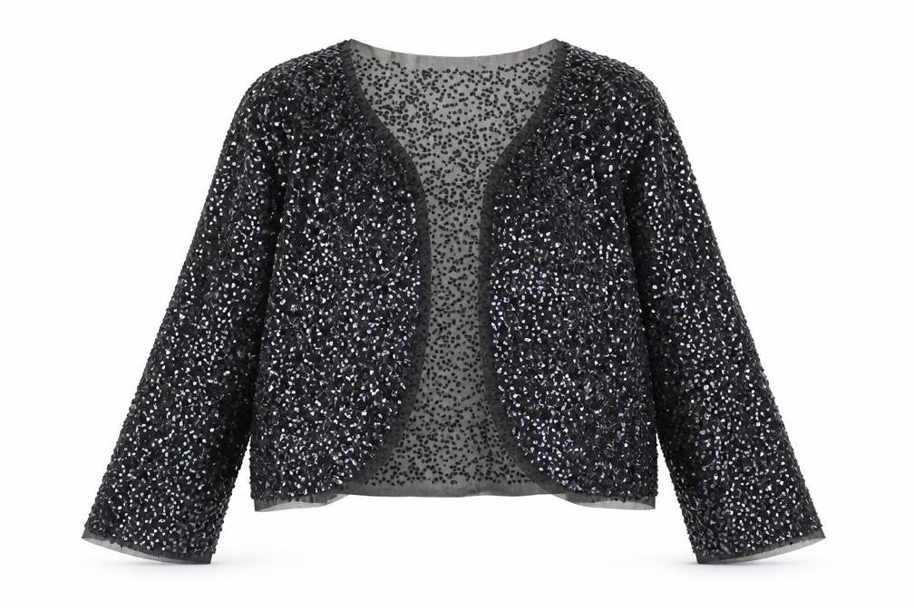 Principles Black Sequin Women's Jacket Size 4
