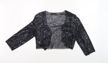 Back view of Principles Black Sequin Women's Jacket, size 4