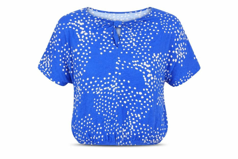 Wallis Women's Blue Cropped Polka Dot Blouse UK 12