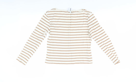 Paris Atelier Women's XS Beige White Striped Top