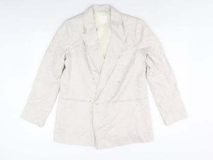 H&M Women Beige Blazer Size 8 Double-Breasted Jacket