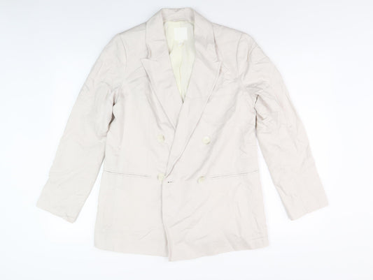 H&M Women Beige Blazer Size 8 Double-Breasted Jacket
