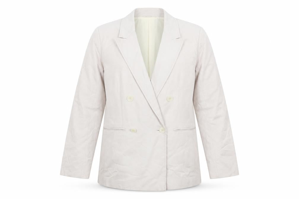 H&M Women Beige Blazer Size 8 Double-Breasted Jacket