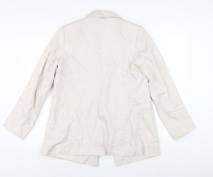 H&M Women Beige Blazer Size 8 Double-Breasted Jacket