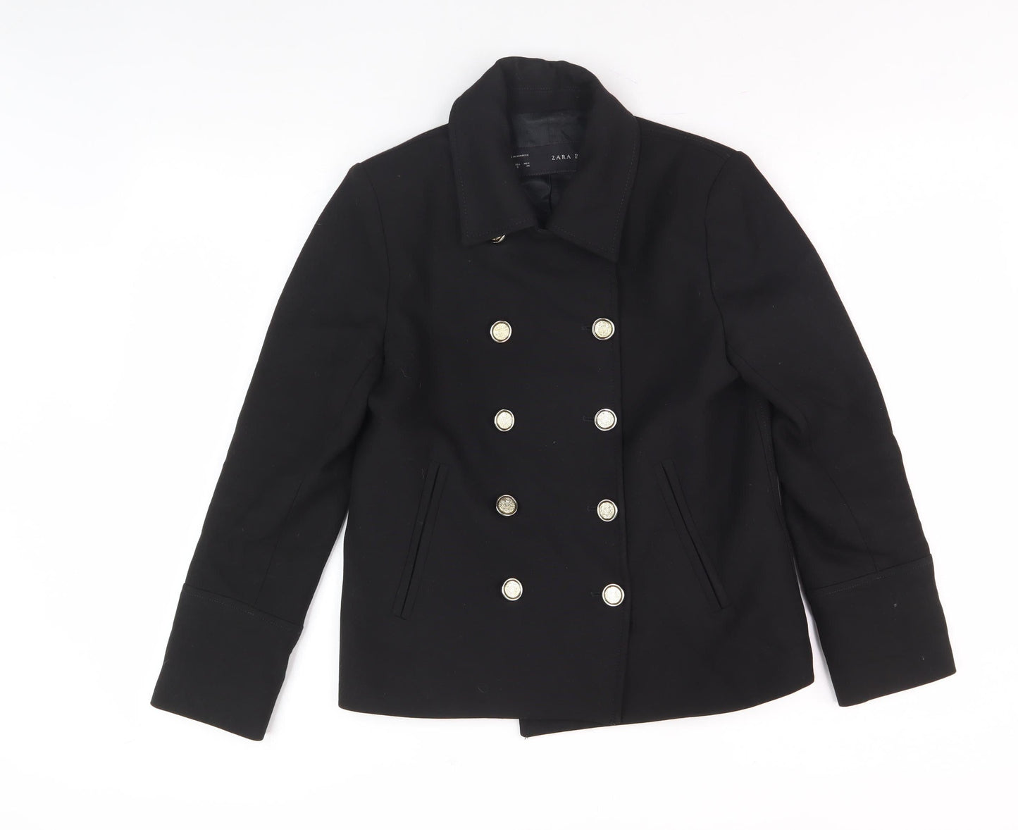 Zara Women's Black Pea Coat Jacket - Size S