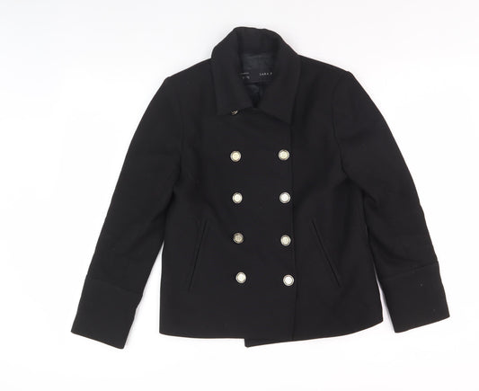 Zara Women's Black Pea Coat Jacket - Size S