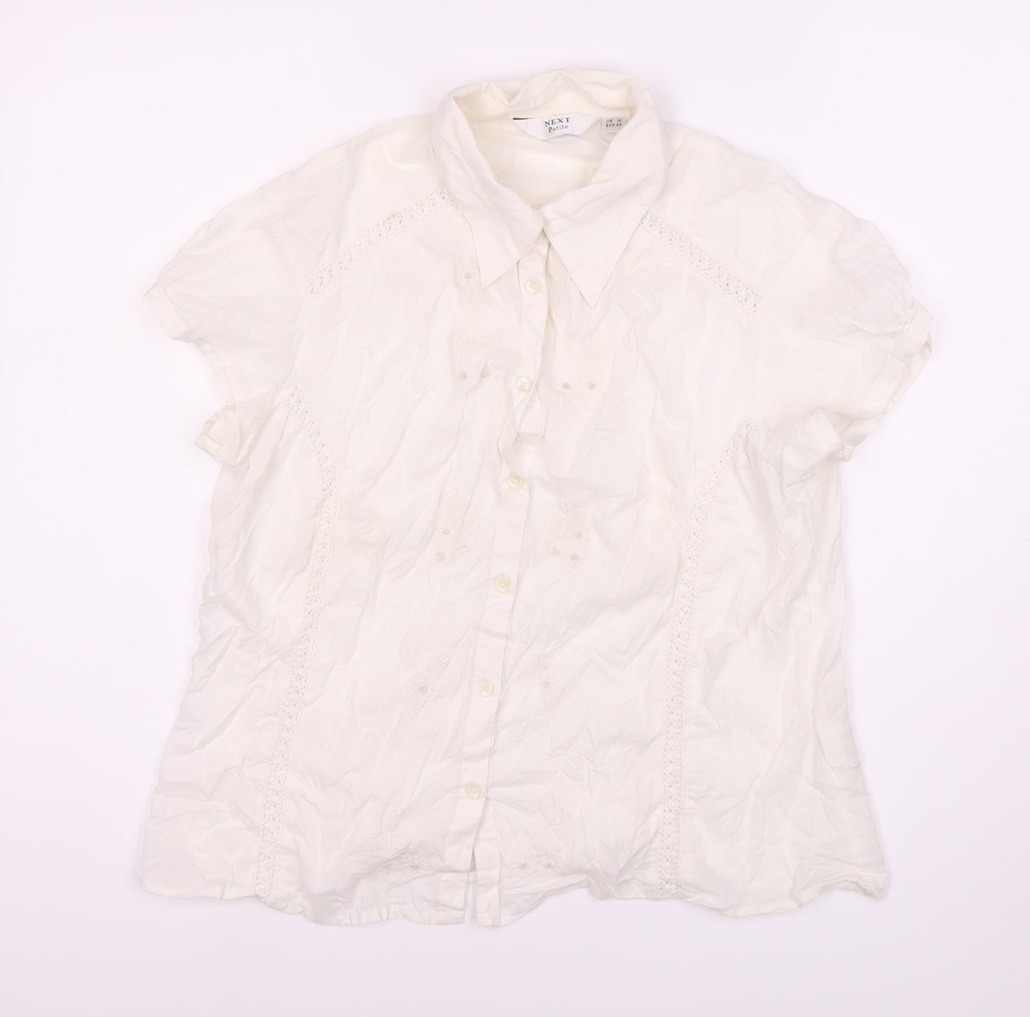 Next Women's Ivory Button-Up Petites Size 16 Shirt