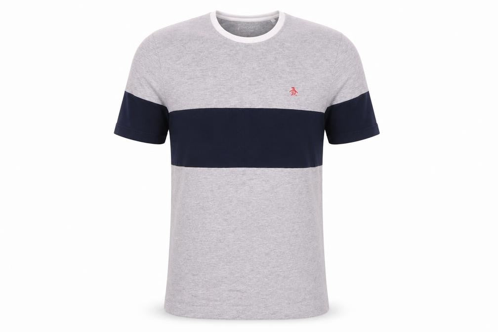 Original Penguin Men's Grey Colourblock T-Shirt, Size L