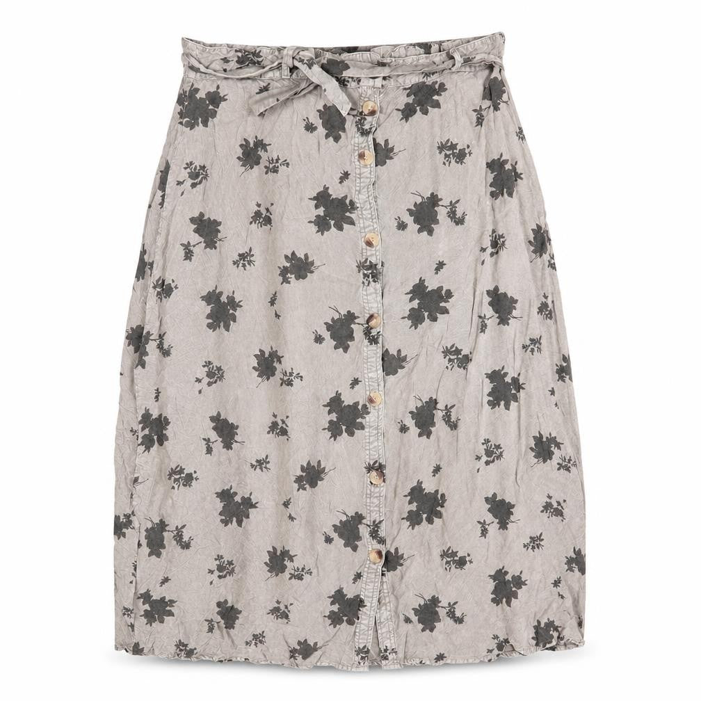 Roman Women's Grey Floral Button Skirt Size 18