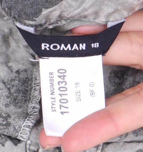 Roman Women's Grey Floral Button Skirt Size 18