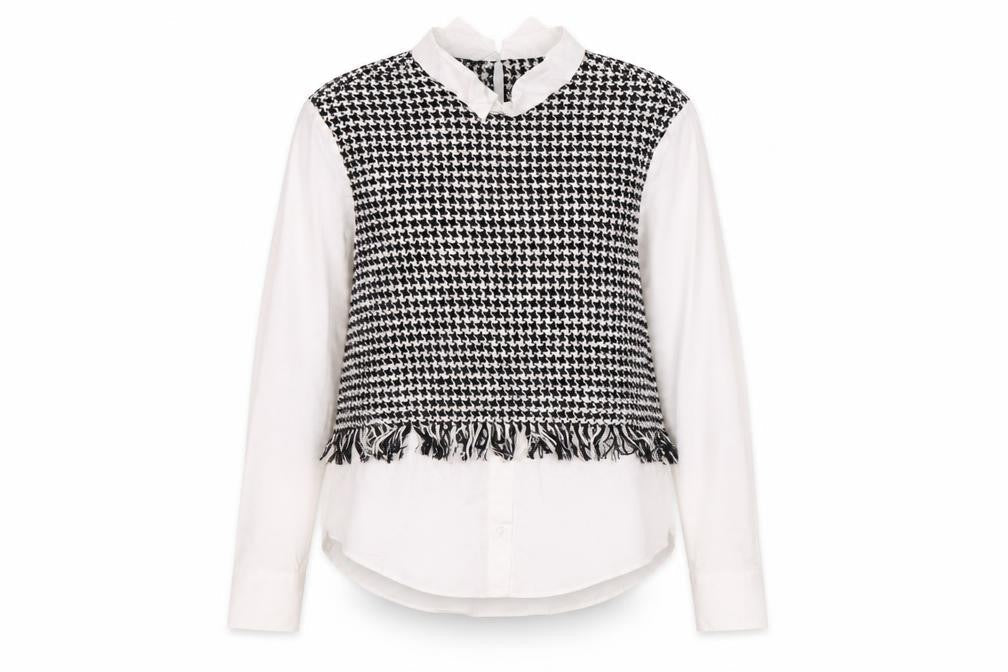 Zara Women's Black White Houndstooth Blouse Size S