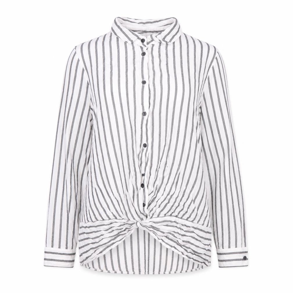 Mint Velvet Women's White Striped Button-Up Shirt, UK 8