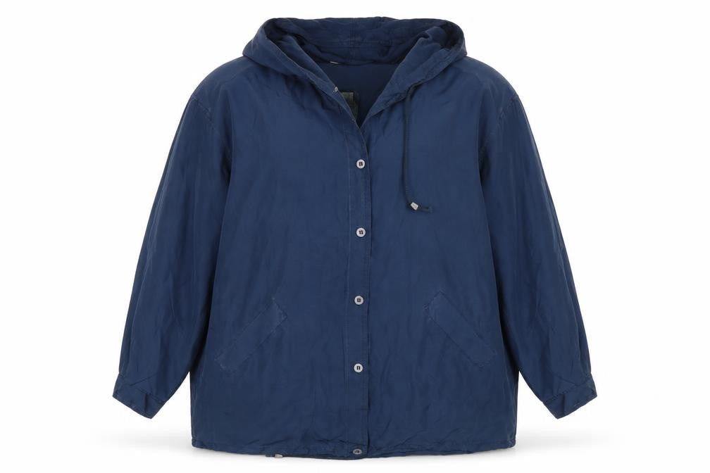Stone Valley Women's Blue Silk Hooded Coat L