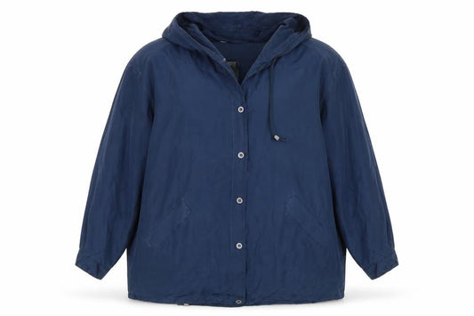 Stone Valley Women's Blue Silk Hooded Coat L