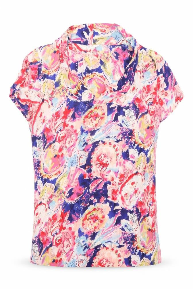 East Women's Multicoloured Floral Blouse, Size 2, Cowl Neck