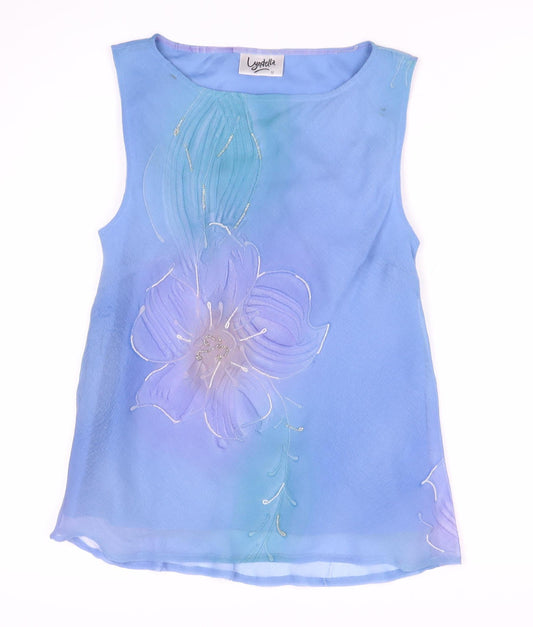 Viyella Women's Blue Floral Sleeveless Top Size 12