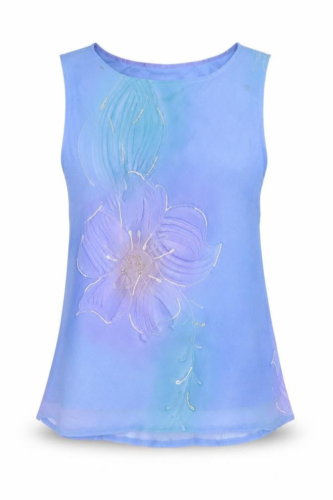 Viyella Women's Blue Floral Sleeveless Top Size 12