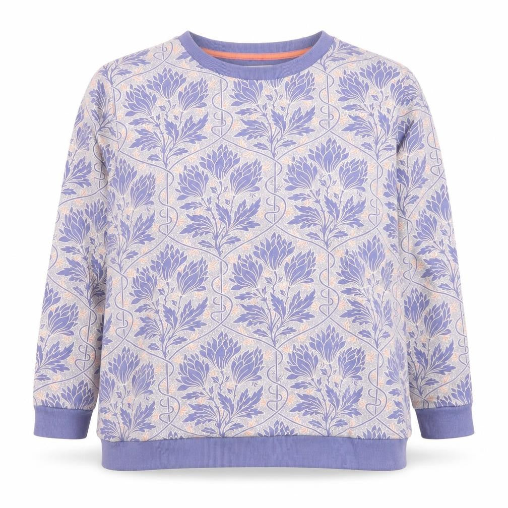 Night Owl Women's Purple Floral Print Pullover Sweatshirt M