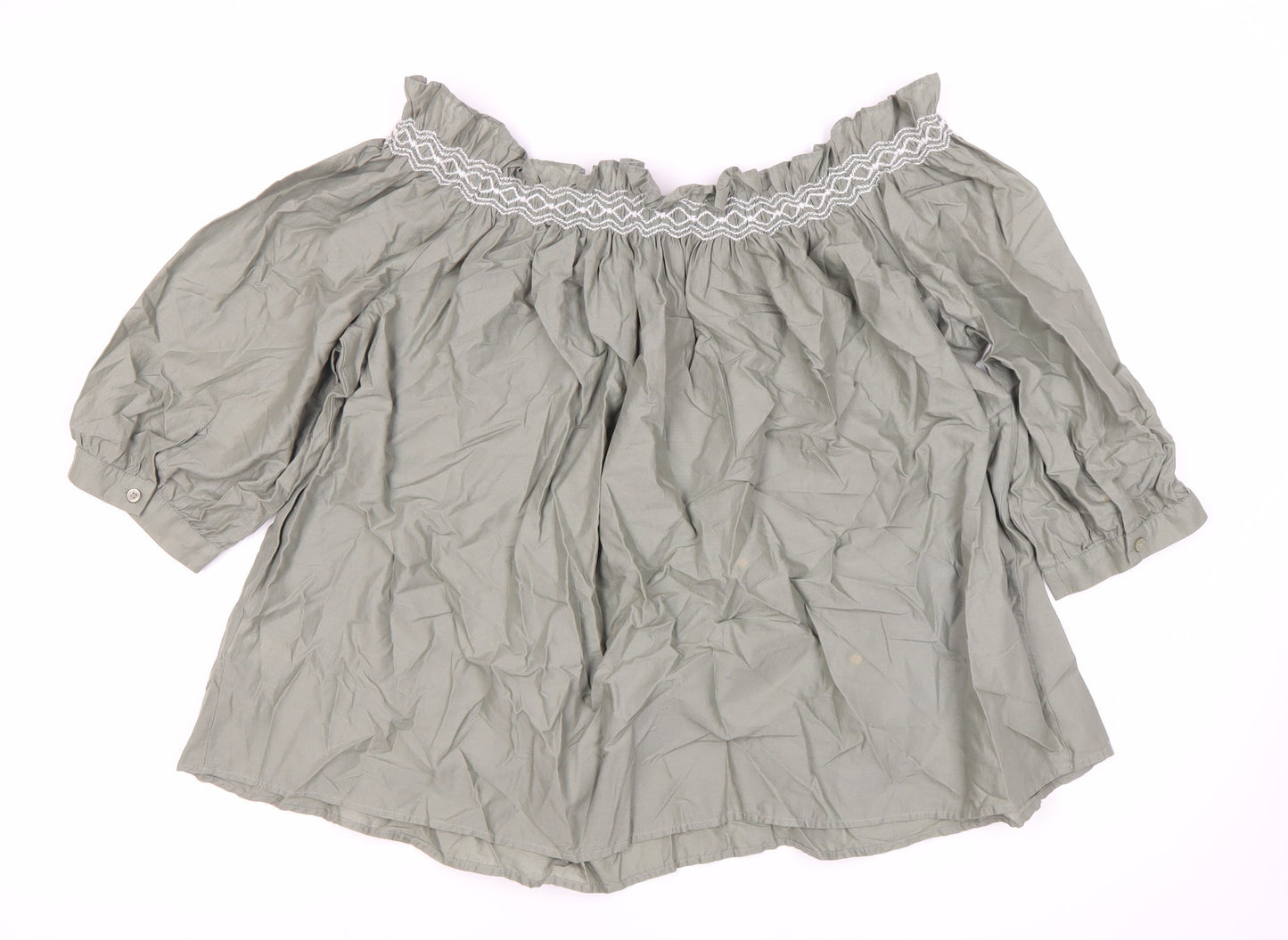 Marks and Spencer Women's Green Off-Shoulder Blouse Size 12