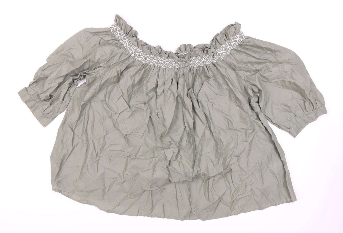 Marks and Spencer Women's Green Off-Shoulder Blouse Size 12
