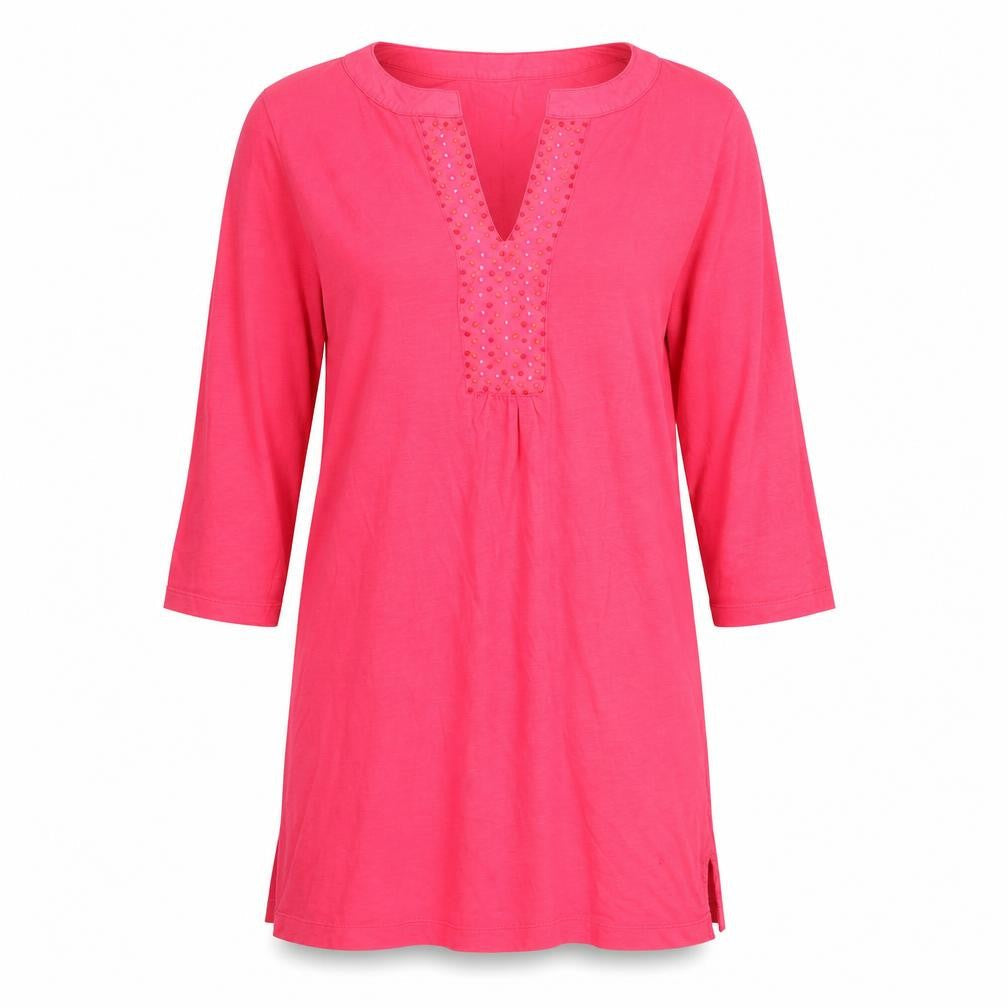 Peach Women's Pink Blouse Tunic Size 8 Embroidered