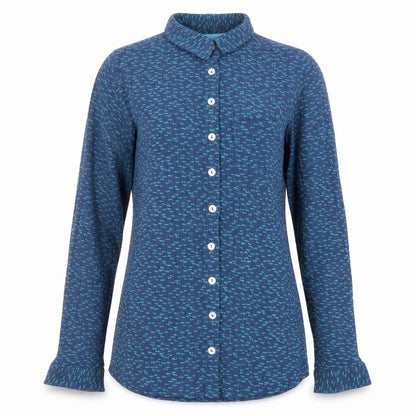 Weird Fish Women's Blue Button-Up Shirt, Size 12