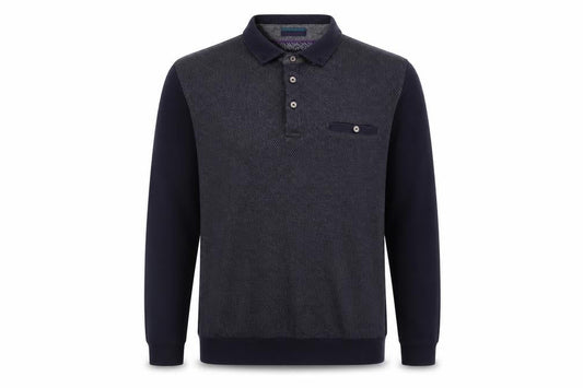 Ted Baker Men's Black Geometric Long Sleeve Polo S