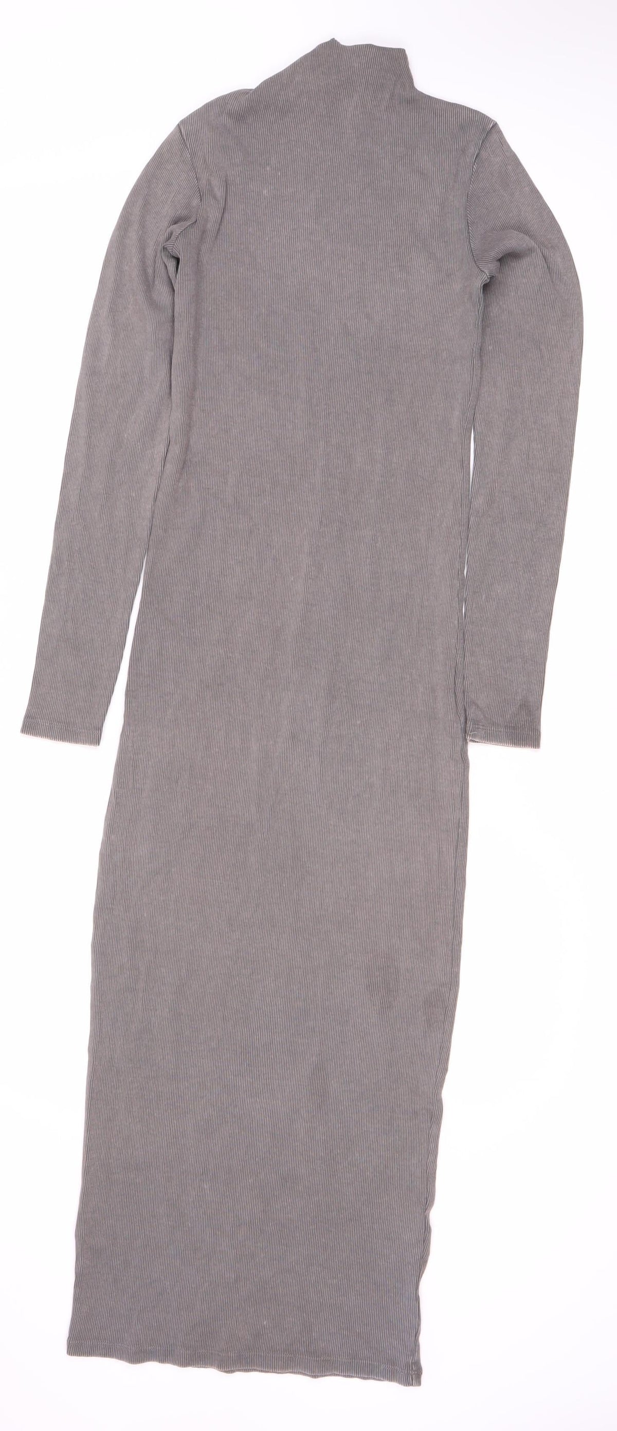 Zara Women's Grey Long Sleeve Dress Size 8