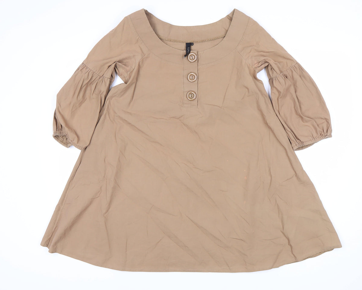 Topshop Women's Brown Balloon Sleeve Dress