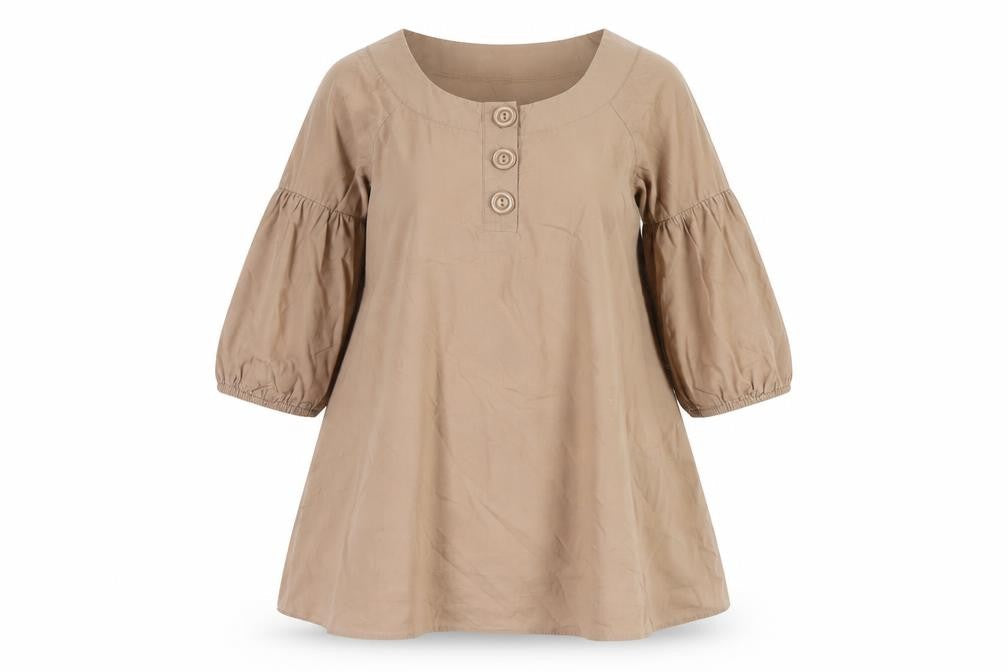 Topshop Women's Brown Balloon Sleeve Dress