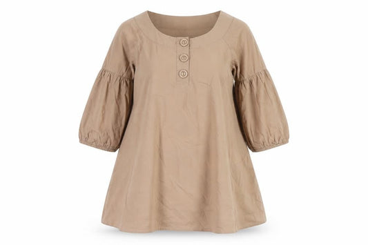 Topshop Women's Brown Balloon Sleeve Dress